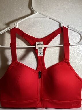 PINK Victoria's Secret Red Front-Zip Racerback Sports Bra